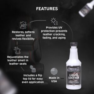 LANE'S Liquid Leather Conditioner- Car Leather Protection, Leather Conditioner- Softens leather, Revives Flexibility, Prevents Fading and Cracking, Easy Application (16 OZ)