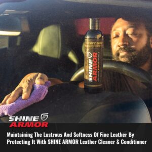 SHINE ARMOR Leather Cleaner Conditioner & Protector for Car Interior Apparel Furniture Auto Interiors Shoes Bags Purses Sofas Car Seats Steering Wheel 8 Fl Oz