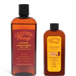 Leather Honey Complete Leather Care Kit Including 4 oz Cleaner and 8 oz Conditioner for use on Leather Apparel, Furniture, Auto Interiors, Shoes, Bags and Accessories