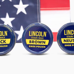 Lincoln Stain Wax Shoe Polish Black, Brown, Neutral Variety 3 fl oz, 3 Pack