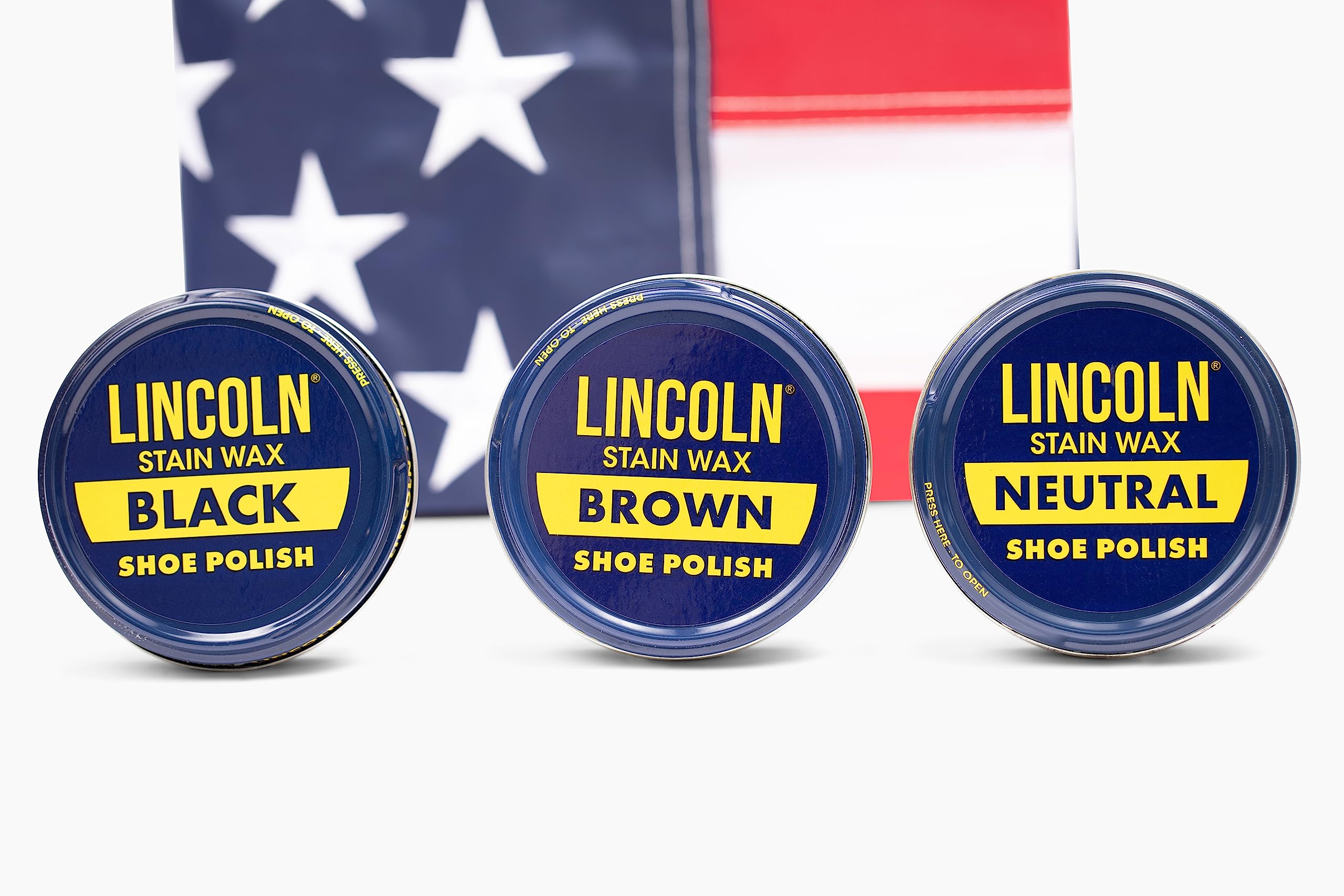 Lincoln Stain Wax Shoe Polish Black, Brown, Neutral Variety 3 fl oz, 3 Pack