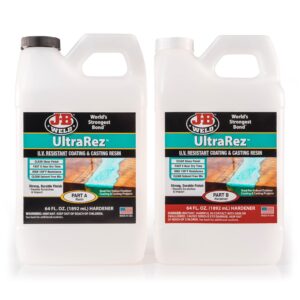 j-b weld uv tabletop epoxy resin, 1 gallon kit, cures clear, fast cure time, minimal bubbling, scratch & water resistant