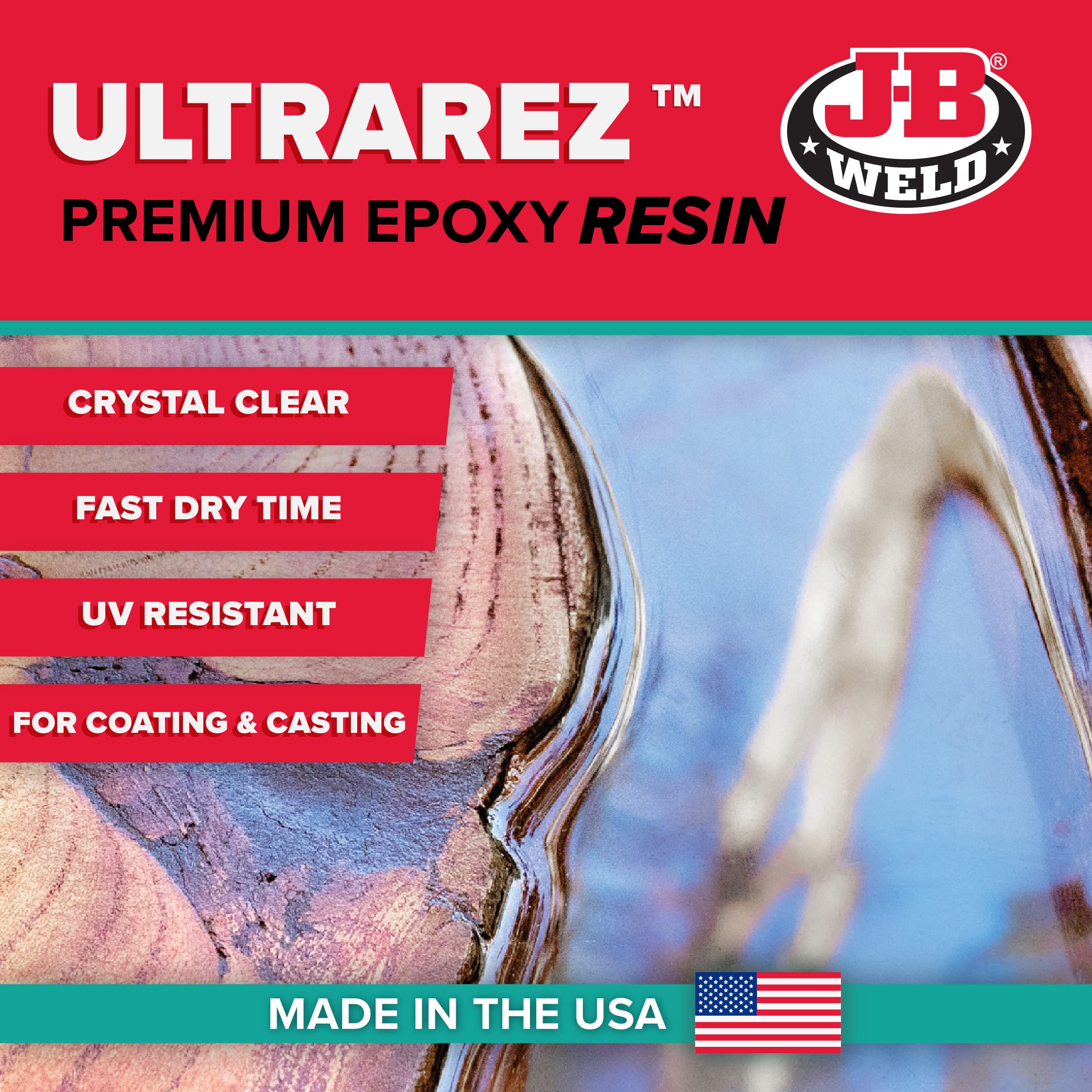 J-B Weld UV Tabletop Epoxy Resin, 1 Gallon Kit, Cures Clear, Fast Cure Time, Minimal Bubbling, Scratch & Water Resistant