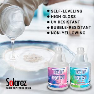 Solarez Crystal Clear Table-Top Epoxy Resin ~ One Gallon Kit ~ Two Part Pro Epoxy Resin & Hardener ~ DIY Kit for Wood, Counter Top, Bar Top, Tile & Resin Art ~ High Gloss Commercial Epoxy