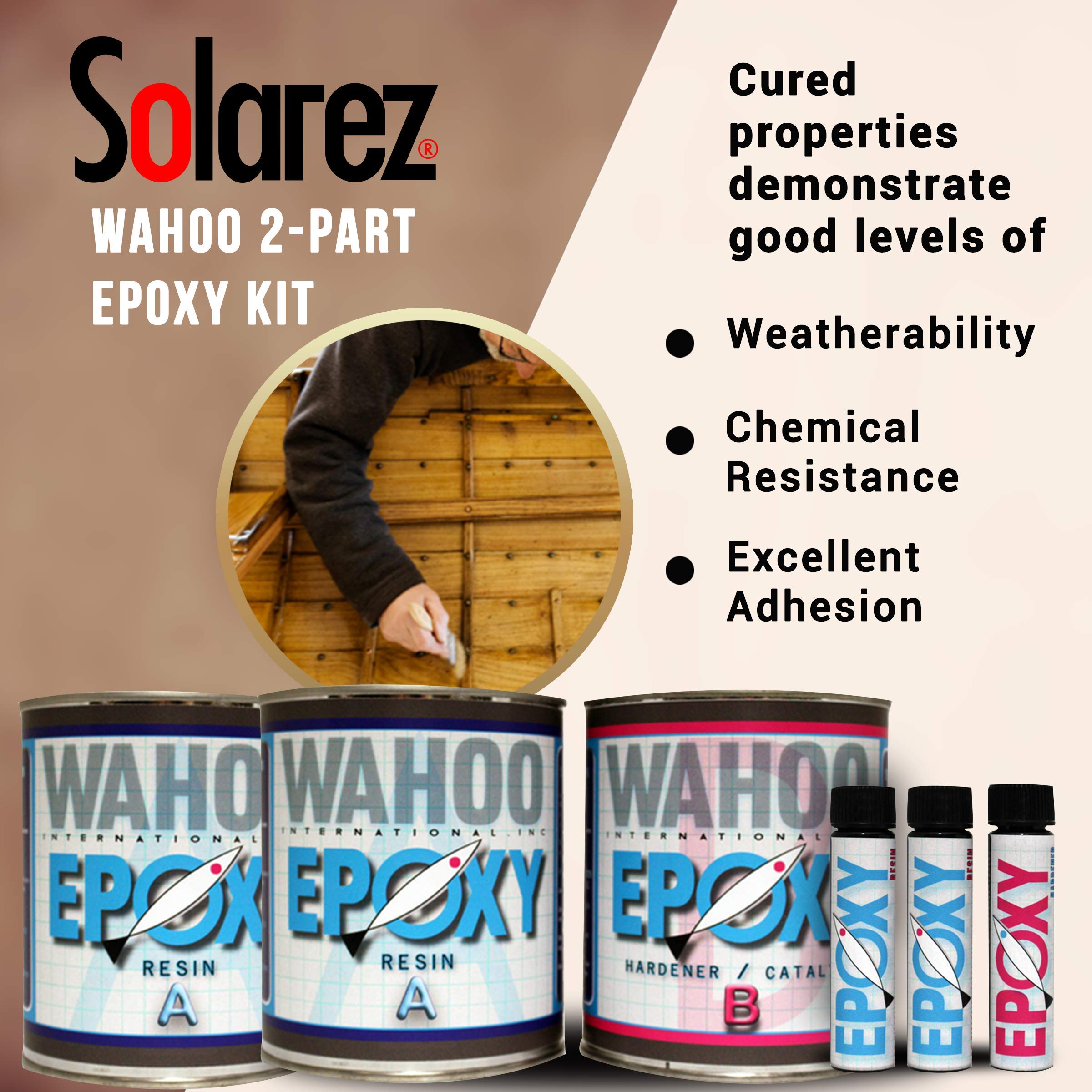 Solarez WAHOO 2-Part Epoxy Kit (Resin + Hardener) (3 Oz) Clear Aliphatic Epoxy Resin ~ Low Viscosity, Quick Lamination Wet-Out, Low Bubble Retention, A1 Filler Acceptance ~Made in The USA!