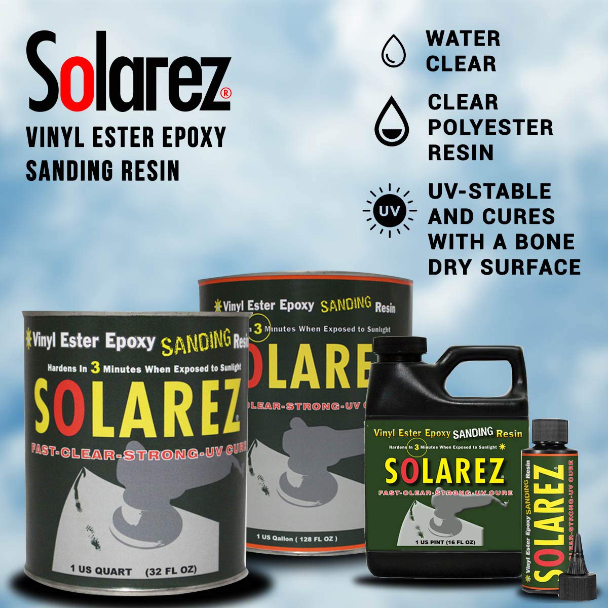 Solarez UV Cure Vinyl Ester Epoxy Laminating Resin (4 Oz) Ultra CLEAR Corrosion Resistant Resin ~ Boat-PWC Repair, Canoe, Composite, Fabrication, Wood, Pool, Tub, Hobby, Modeling, Made in The USA!