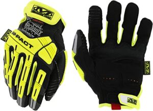 mechanix wear size 8 m-pact e5 armortex and trekdry and d3o hi-viz cut resistant gloves, fluorescent yellow & black, small (smp-c91-008)