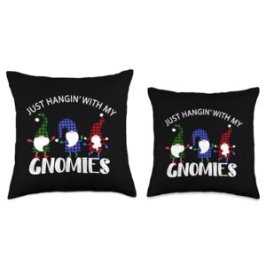 Funny Christmas Family Matching Outfits by SMP Just Hanging with My Gnomies Funny Christmas Buffalo Plaid Throw Pillow, 16x16, Multicolor