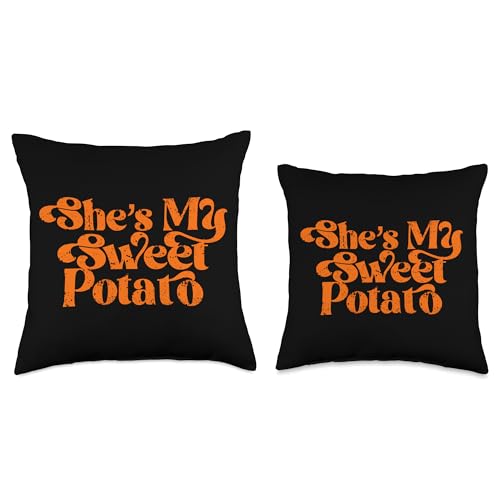 Funny Thanksgiving Gathering Outfits by SMP She's My Sweet Potato I Yam Set Couple Matching Thanksgiving Throw Pillow, 18x18, Multicolor