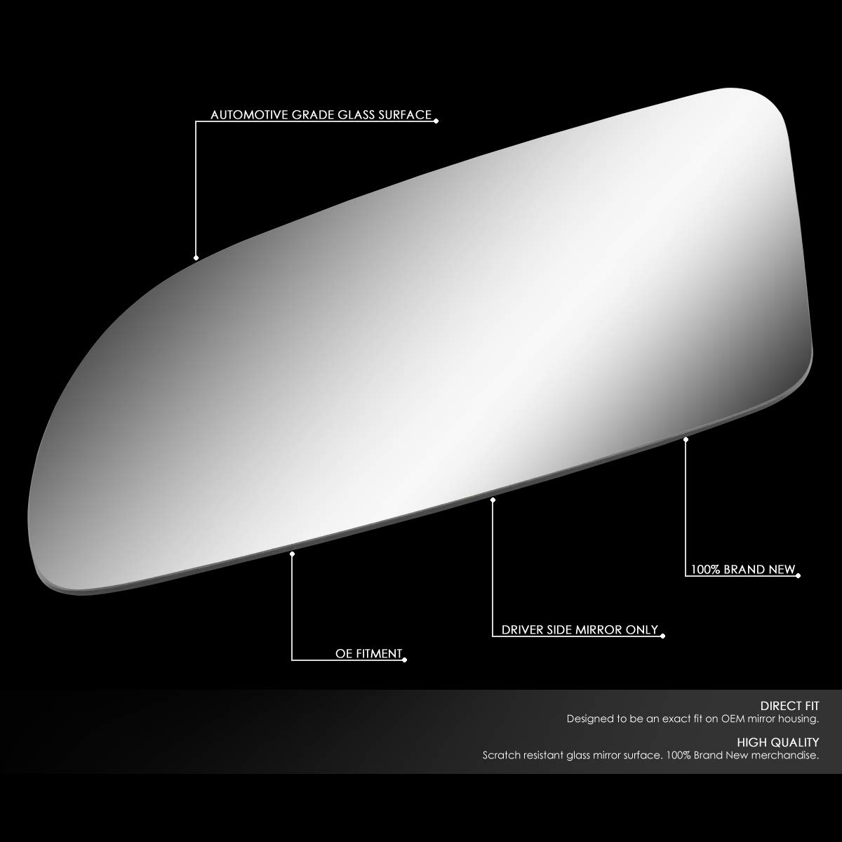 DNA MOTORING SMP-024-L Factory OE Style Left/Driver Side Door Rear View Mirror Glass Lens [Compatible with 82-92 Camaro / 84-96 Corvette / 86-87 El Camino / 84-88 Fiero / 82-92 Firebird]