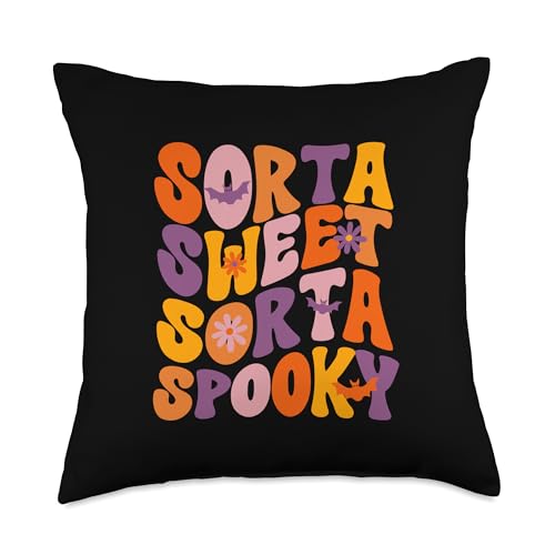 Cute Halloween Costume by SMP Sweet Sorta Spooky Groovy Retro Halloween Costume Throw Pillow, 18x18, Multicolor