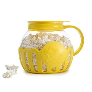 Ecolution Patented Micro-Pop Microwave Popcorn Popper with Temperature Safe Glass, 3-in-1 Lid Measures Kernels and Melts Butter, Made Without BPA, Dishwasher Safe, 3-Quart, Yellow