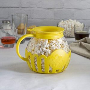 Ecolution Patented Micro-Pop Microwave Popcorn Popper with Temperature Safe Glass, 3-in-1 Lid Measures Kernels and Melts Butter, Made Without BPA, Dishwasher Safe, 3-Quart, Yellow