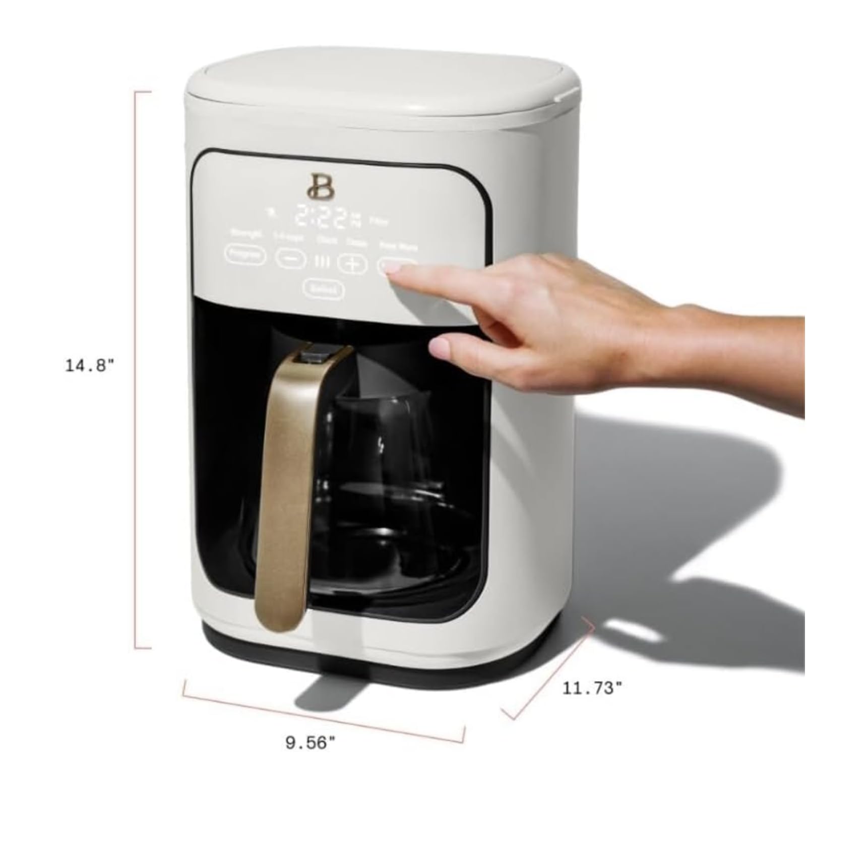 Touchscreen Coffee Maker, 14-Cup Programmable Coffee Maker with Touch-Activated Display, Kitchenware by Drew Barrymore (White Icing)