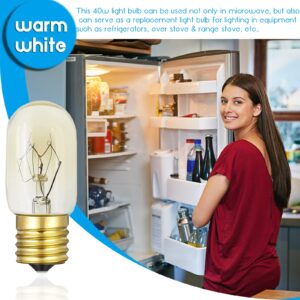 MEQIQTEK Whirlpool Microwave Light Bulb 40Watt - Microwave Light Bulbs Under Hood - E17 Intermediate Base Replacement Bulbs for Over Stove Appliance Refrigerator - 40W Dimmable Warmwhite Pack of 4