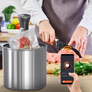 Upesitom Sous Vide Machine, 1100W Upgraded WIFI Sous Vide Cooker Ultra-quiet Working Cooker Immersion Circulator with Recipes(App Included), Accurate Temperature, Digital Timer, IPX7 Waterproof