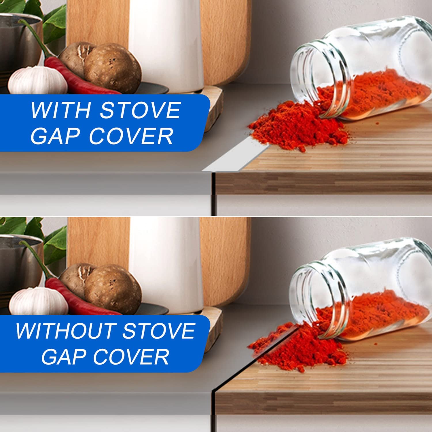 Silicone Stove Counter Gap Cover (2 Pack),Easy Clean Heat Resistant Wide & Long Kitchen Stove Gap Filler,Seals Spills Between Counters, Oven, Stovetops, Washing Machines, Washer, Dryer(21in, White)