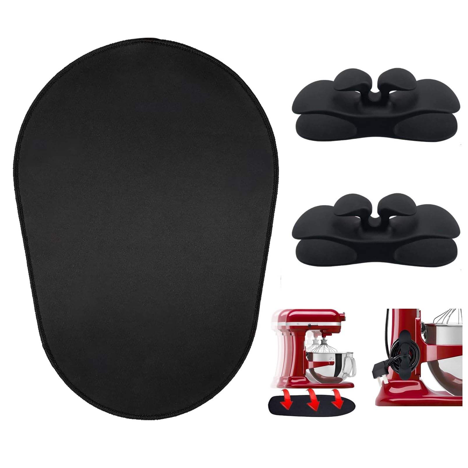 Mixer Sliding Mats for Kitchen aid Stand Mixer With 2 Black Mixer Accessories,Kitchen Appliance Slide Mats Pads Compatible with Kitchen aid 5-8QT Bowl-Lift Stand Professional Mixer