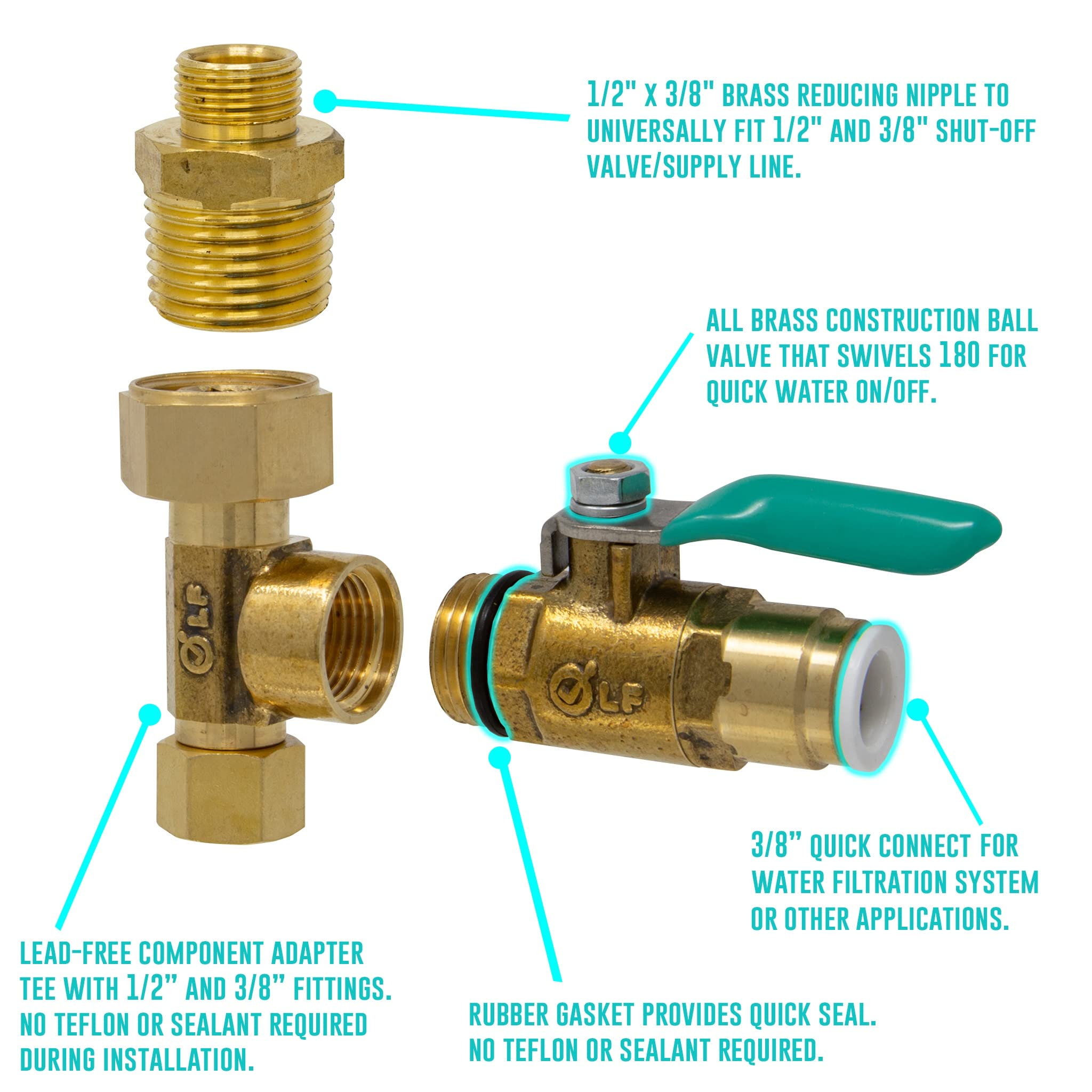 Metpure Ice Maker Fridge Installation Kit – 25' Feet Tubing for Appliance Water Line with Stop Tee Connection and Valve for Quick Installation, 3/8" Fittings for Potable Drinking Water