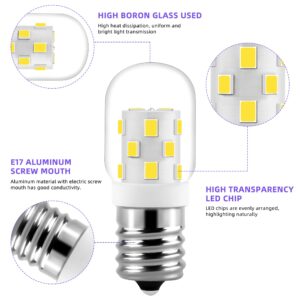 AMI PARTS E17 LED Light Bulb 3W 380LM 6000K Daylight White, 8206232A 40 Watt Appliance Bulb Incandescent Equivalent,for Microwave Light Bulbs Under Hood Refrigerators Oven (2 Packs)