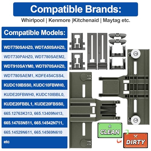 Upgraded W10350375 Dishwasher Top Rack Adjuster parts For Whirlpool WDT730PAHZ0 WDT750SAHZ0 Upper Rack Parts,WDTA50SAHZ0 WDT970SAHZ0 Dishwasher Top Rack Parts W10712395,For Kenmore Dishwasher Parts