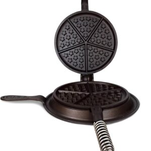 APPALACHIAN CAST IRON Great American Waffle Iron Pre-Seasoned, PFOA/PTFE Free, Made In USA | Vintage Inspired, 7 inch Stovetop Waffle Iron With Patriotic Design | Perfect holiday gift