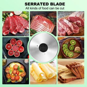 OSTBA Meat Slicer, Electric Deli Food Slicer with Removable Stainless Steel Blades, Adjustable Thickness Meat Slicer for Home Use, Easy to Clean, Ideal for Cold Cuts, Cheese, Bread, Fruit