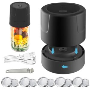 Electric Mason Jar Vacuum Sealer,Kitchen Tools Portable Mason Jar Vacuum Sealer Kit Wide Mouth and Regular Mouth with Bottle Opener and 5 Pair of Lids (Mason Jar Vacuum Sealer)