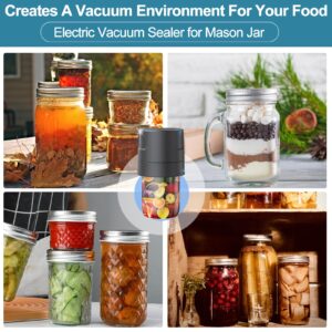 Electric Mason Jar Vacuum Sealer,Kitchen Tools Portable Mason Jar Vacuum Sealer Kit Wide Mouth and Regular Mouth with Bottle Opener and 5 Pair of Lids (Mason Jar Vacuum Sealer)