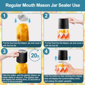 Electric Mason Jar Vacuum Sealer,Kitchen Tools Portable Mason Jar Vacuum Sealer Kit Wide Mouth and Regular Mouth with Bottle Opener and 5 Pair of Lids (Mason Jar Vacuum Sealer)