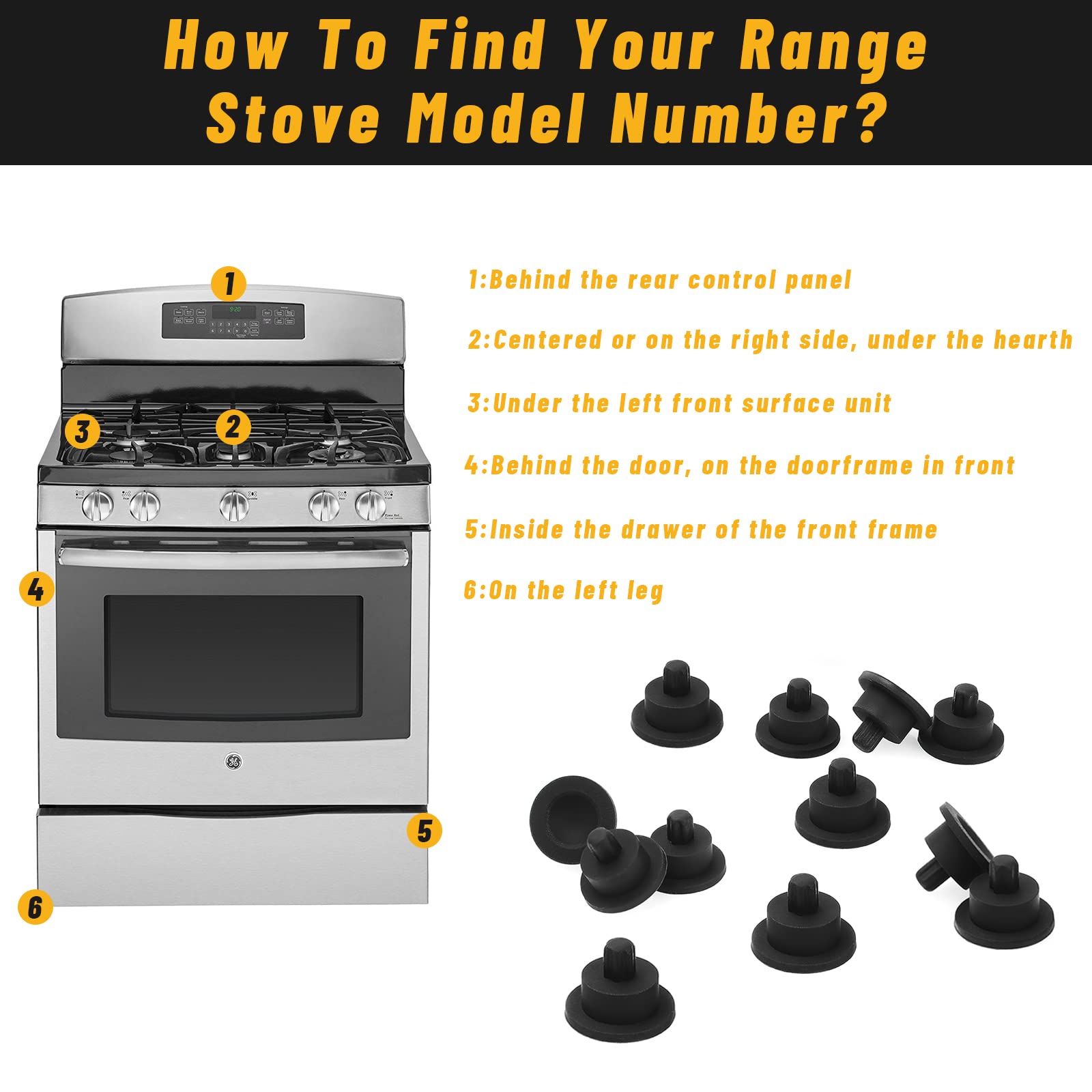 815689 Stove Grate Rubber Feet Replacement for Wolf CT Gas Cooktop, Burner Grate Pad Range Parts GR Series Gas Range Wolf Gas Cooktop Burner Grate Feet Bumpers, Fit for Wolf CT and GR series (12 Pack)