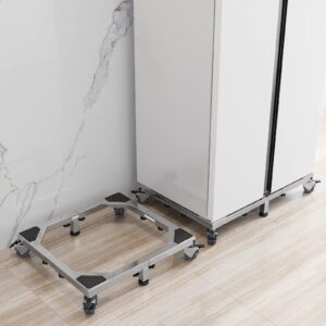 Chinchilla Heavy Duty All Stainless Steel Mobile Fridge Stand Base, Washing Machine Stand with Wheels, Adjustable Furniture Dolly for Washer, Refrigerator and Dryer（Large