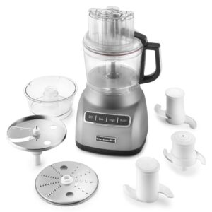 KitchenAid RKFP0922CU Food Processor with ExactSlice System 9-Cup, Contour Silver, (Renewed)