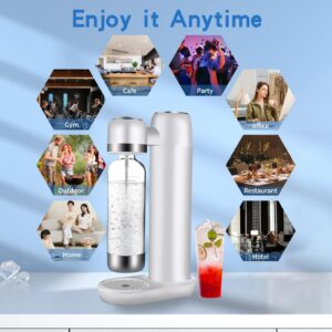 spoonlemon Soda Maker, Soda Streaming Machine for Home, Soda Machine with 1L BPA Free PET Bottle, Compatible with Any Screw-in 60L CO2 Exchange Carbonator (NOT Included), White