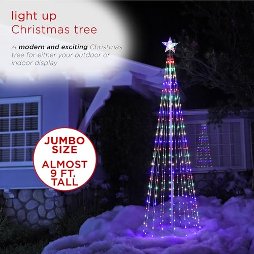 Alpine Corporation Large Tower Christmas Tree with Multi-Functional LED Lights