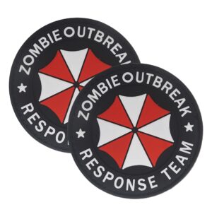 2 pcs aliplus zombie outbreak response team patches umbrella corporation patch pvc rubber morale patch hook backed(round)