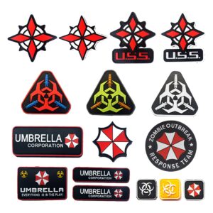 2 PCS AliPlus Zombie Outbreak Response Team Patches Umbrella Corporation Patch PVC Rubber Morale Patch Hook Backed(Round)