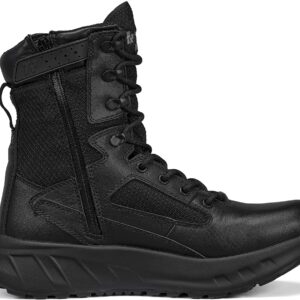 Tactical Research MAXX 8Z 8” Ultra-Cushioned Maximalist Black Tactical Boots for Men with Zipper - Designed for Police, EMS, and Security with Slip-Resistant Vibram Outsole, Black - 12 W