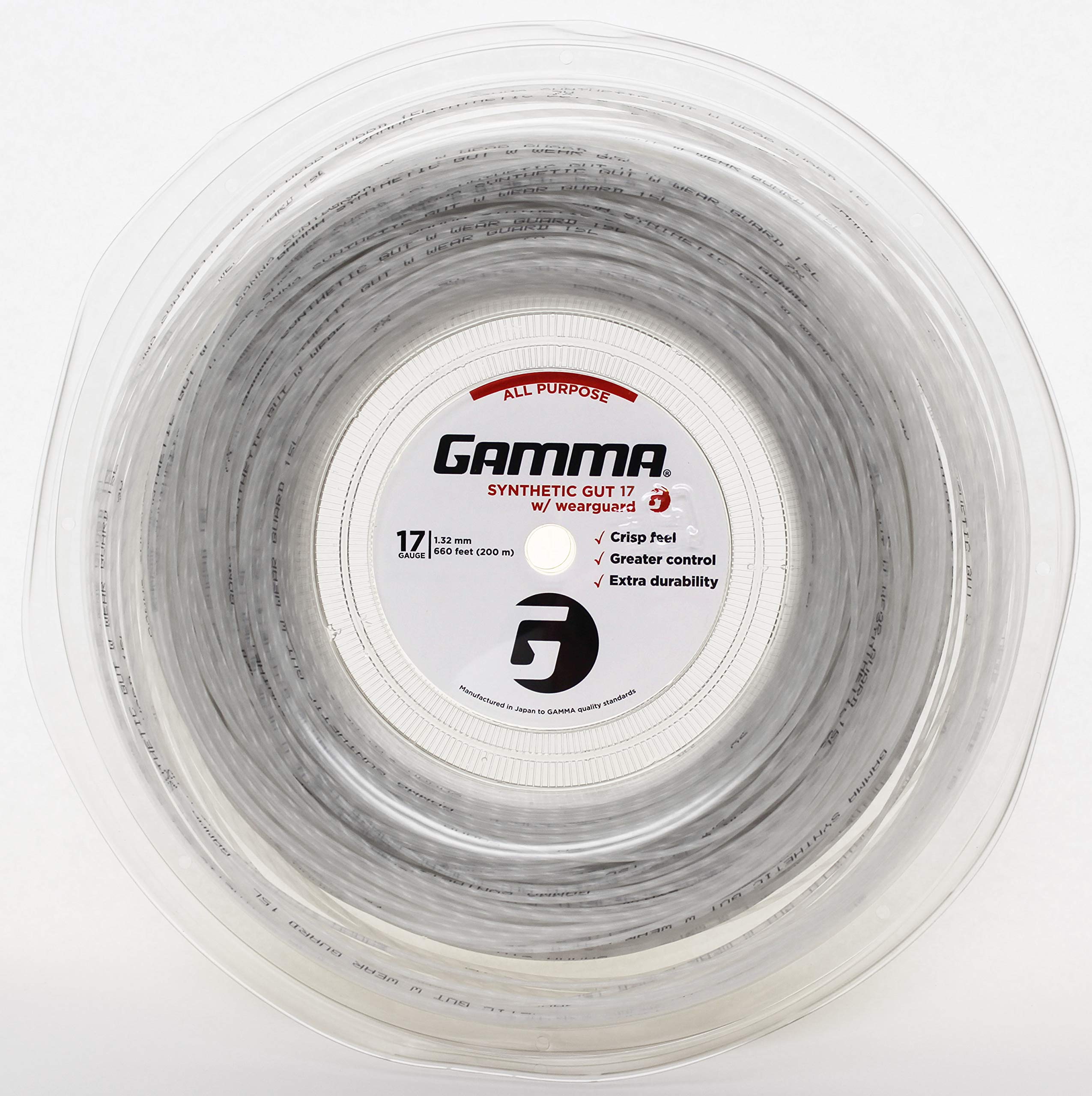 Gamma Sports Synthetic Gut with Wearguard Tennis String Reel, 660'/17g, White