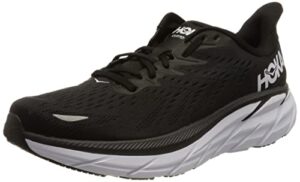 hoka one one clifton 8 wide womens shoes size 9.5, color: black/white