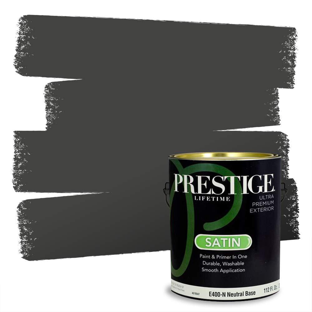 PRESTIGE Paints Exterior Paint and Primer In One, 1-Gallon, Satin, Comparable Match of Sherwin Williams* Iron Ore*