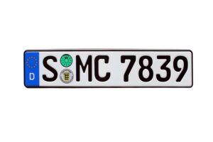 stuttgart german euro plate with seals - random characters