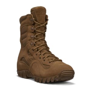 tactical research khyber tr550 8 inch combat boots for men - lightweight hot weather multi-terrain army ocp acu coyote brown leather and nylon with vibram traction outsole, coyote - 9 wide