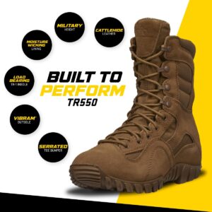 Tactical Research Khyber TR550 8 Inch Combat Boots for Men - Lightweight Hot Weather Multi-Terrain Army OCP ACU Coyote Brown Leather and Nylon with Vibram Traction Outsole, Coyote - 9 Wide