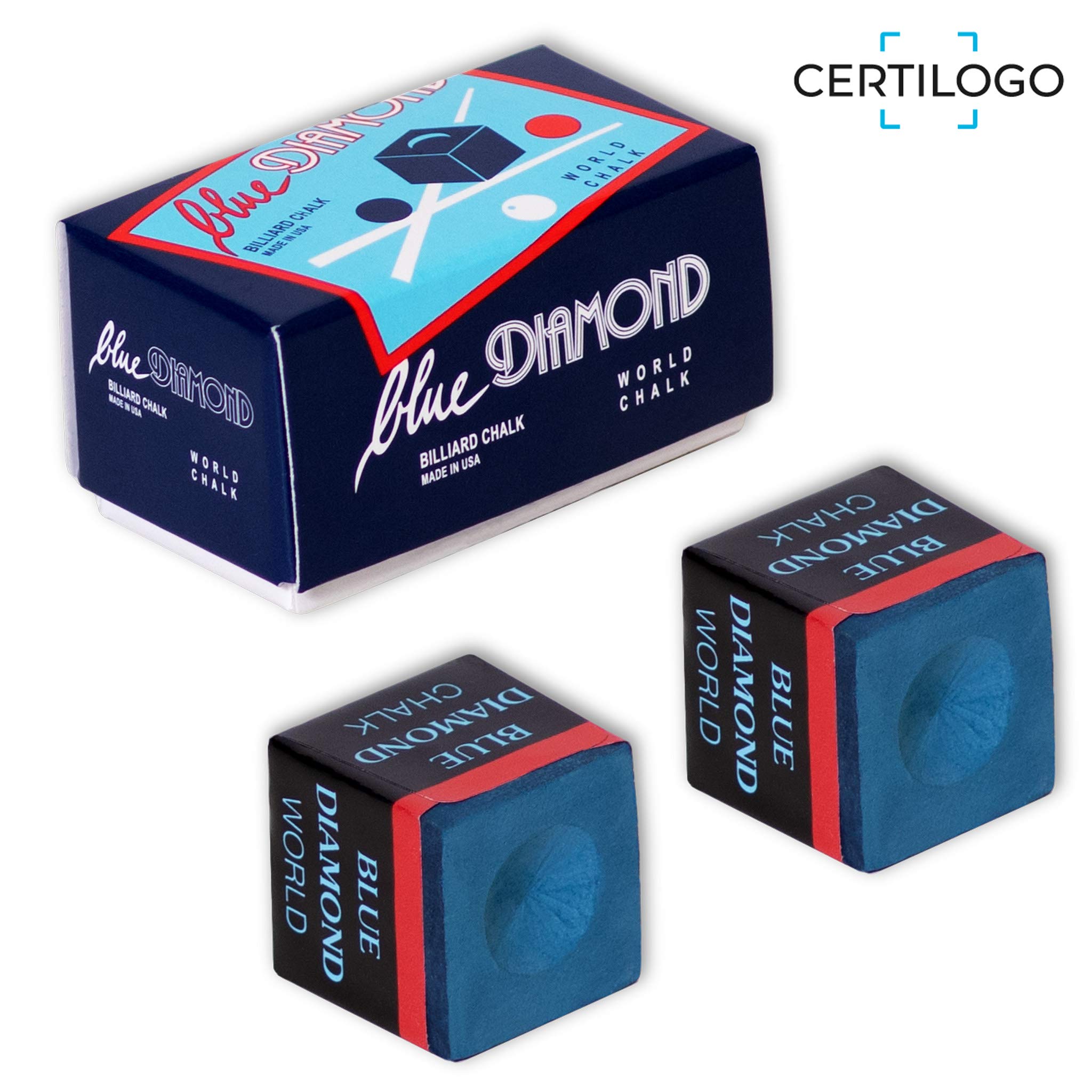 Blue Diamond Billiard Pool Cue Chalk w/Certilogo protection - 4 pcs by Longoni