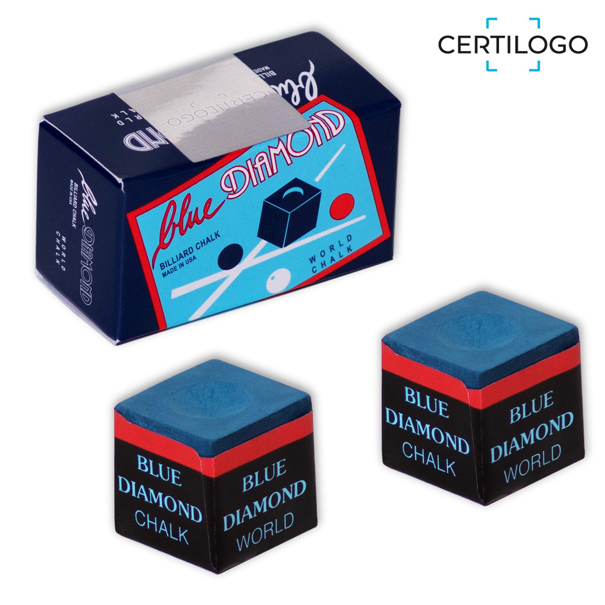 Blue Diamond Billiard Pool Cue Chalk w/Certilogo protection - 4 pcs by Longoni