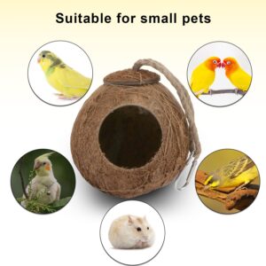 Hypeety Natural Coconut Shell Bird Nest House Hut for Pet Parrot Canary Finch Pigeon Cage Hamster Rat Gerbil Mice Cage Seed Feeder Toy