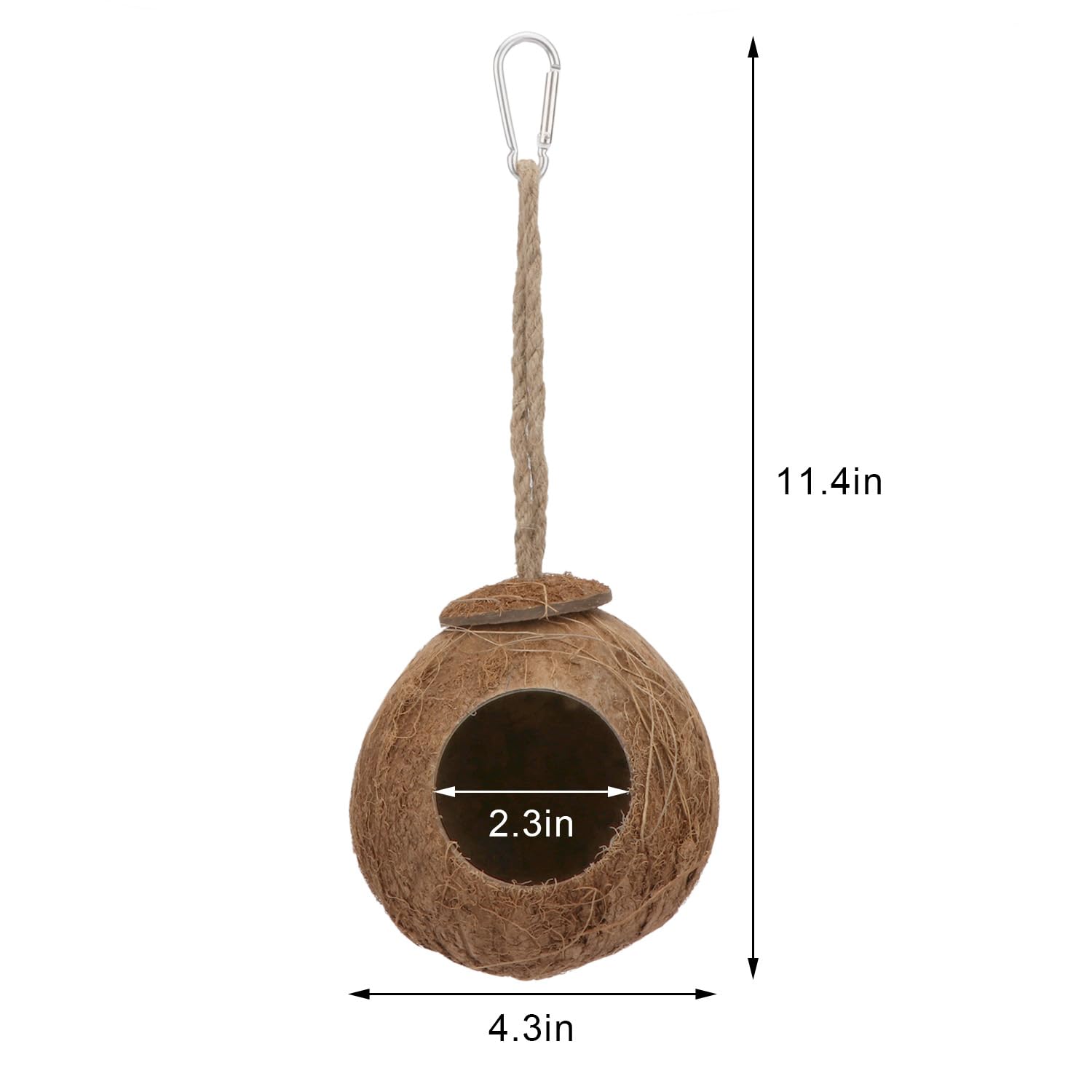 Hypeety Natural Coconut Shell Bird Nest House Hut for Pet Parrot Canary Finch Pigeon Cage Hamster Rat Gerbil Mice Cage Seed Feeder Toy