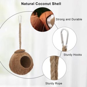 Hypeety Natural Coconut Shell Bird Nest House Hut for Pet Parrot Canary Finch Pigeon Cage Hamster Rat Gerbil Mice Cage Seed Feeder Toy