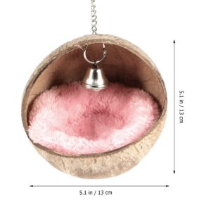 POPETPOP Coconut Shell Bird House-Hamster Coconut Hideaway,Coco Nest with Soft Mat for a Hamster,Rat,Bird Toys(Random Color)